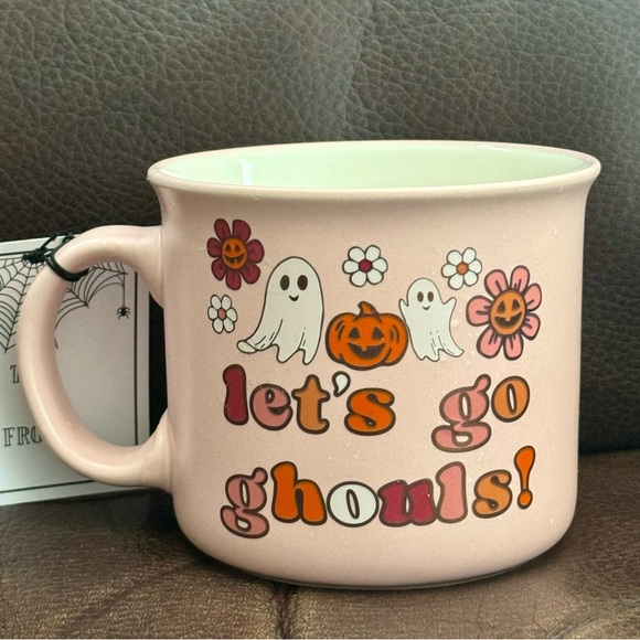 Let’s Go Ghouls Floral Ghost Mug with Pumpkins - Cobwebs and Cauldrons - Picture 5 of 10
